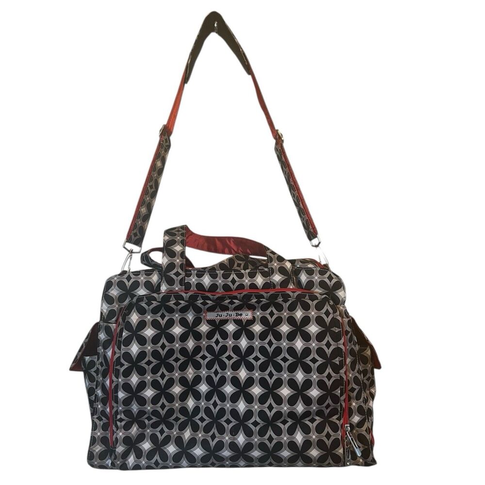 Diaper Bag Large Black Red Floral Travel Everyday JuJuBe Be Prepared Tote